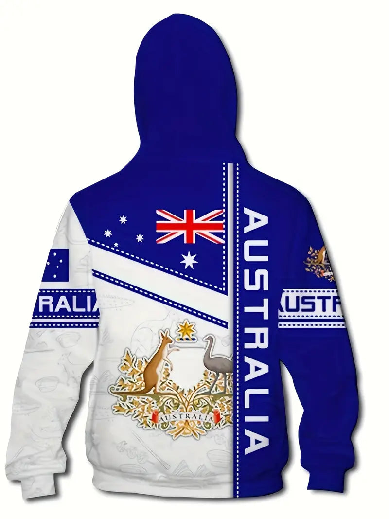 Regular Fit 3D Printed Polyester Men's Hooded Jacket