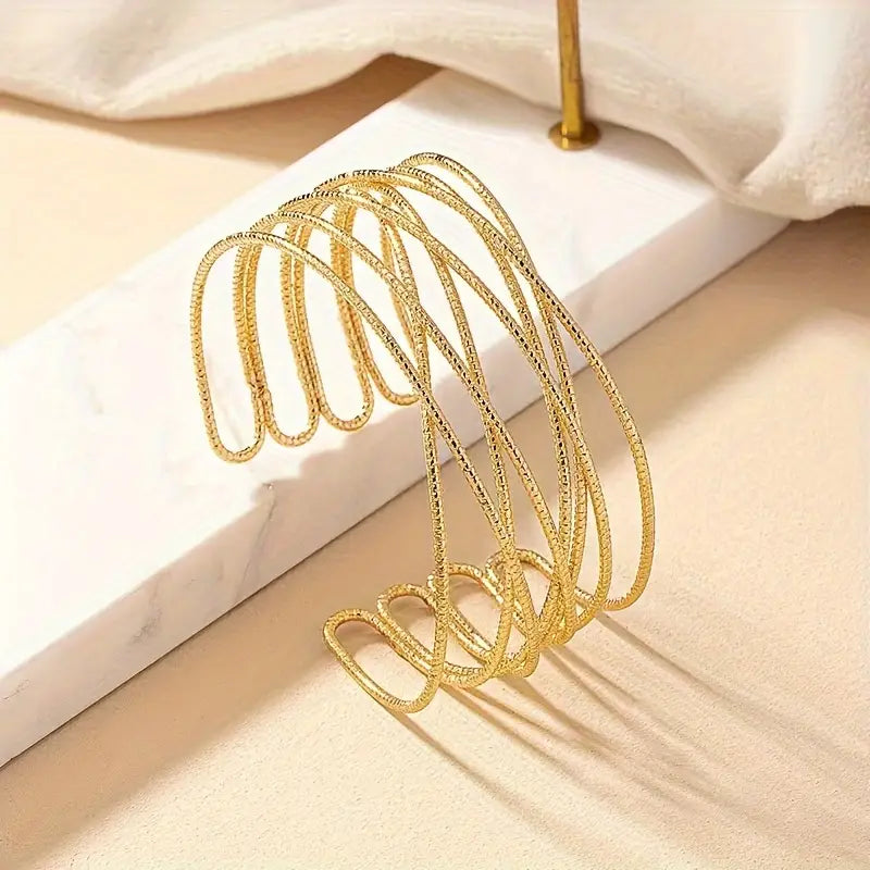Simple Elegant Geometric Open Cuff Bracelet for Women
