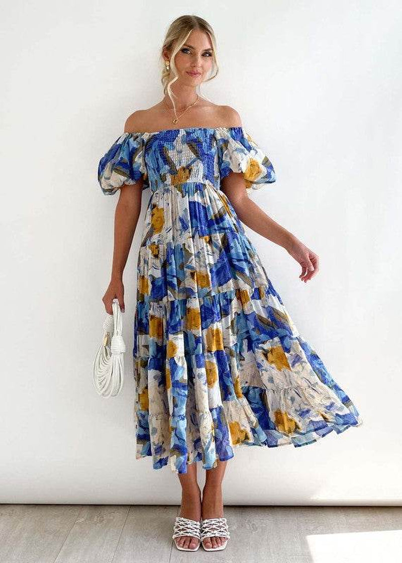 Women'S Dress off Shoulder High Waist Dress