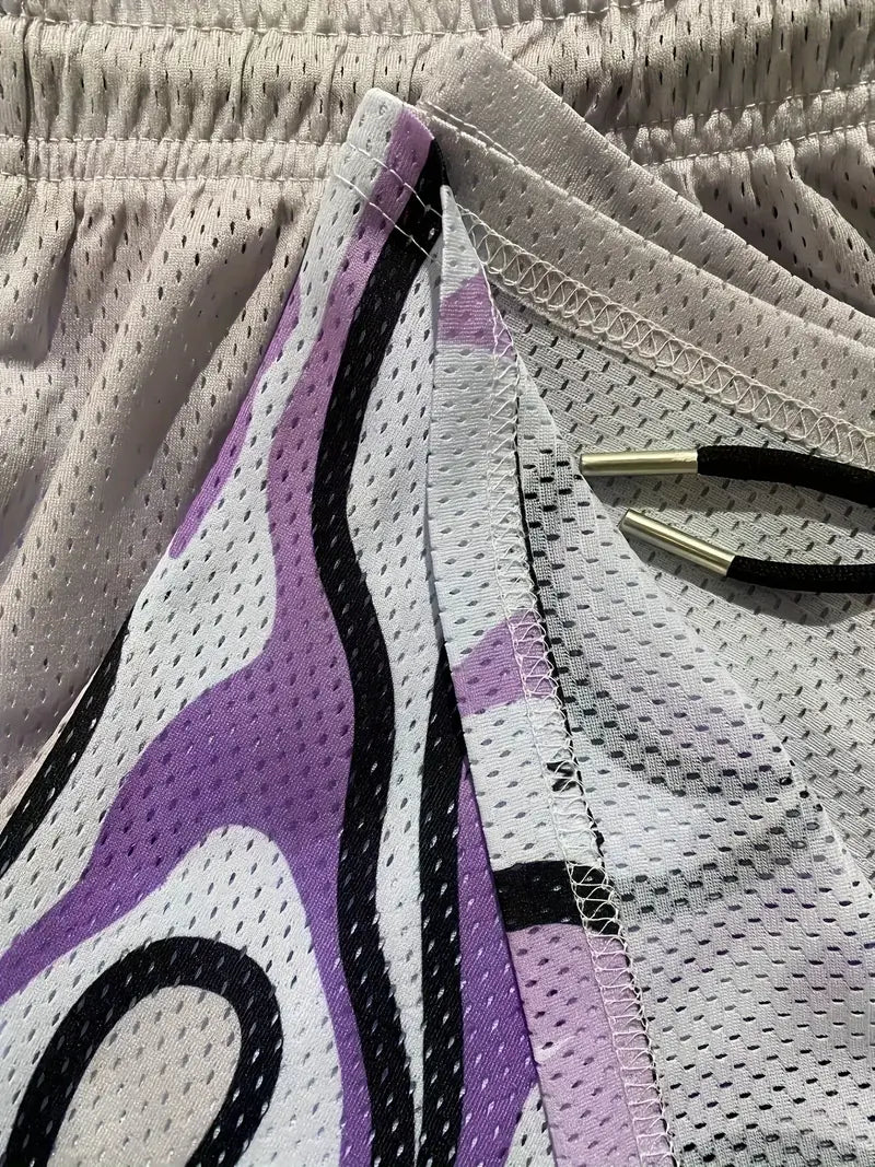 Men's Fire Pattern Loose Fit Sports Shorts
