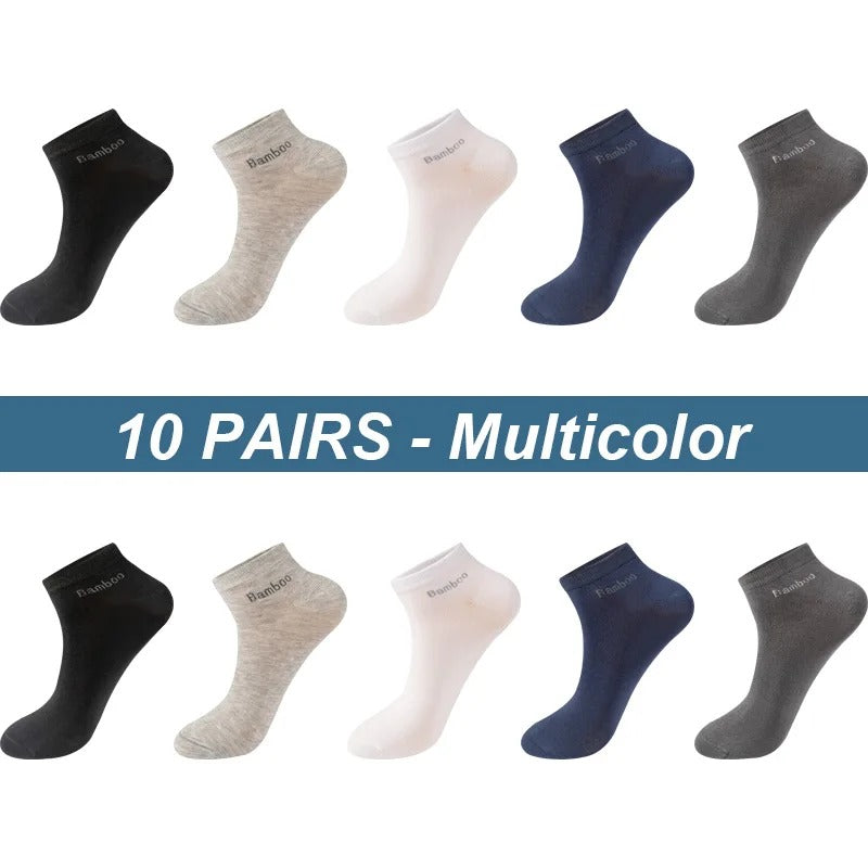 Men’s Bamboo Fiber Ankle Socks – 10 Pairs