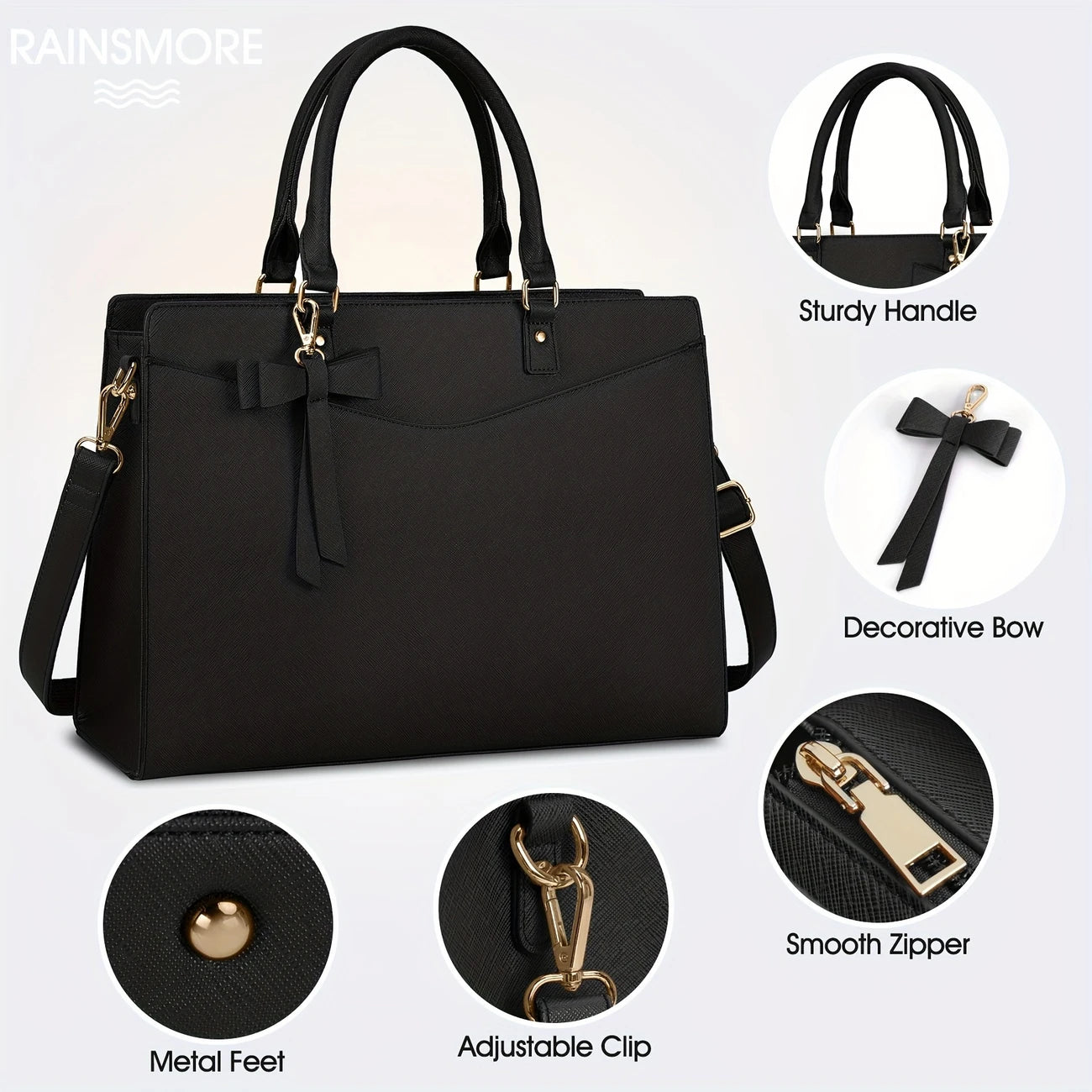 Women 15.6 Inch PU Tote Bag Business Office Work Bag Waterproof Briefcase
