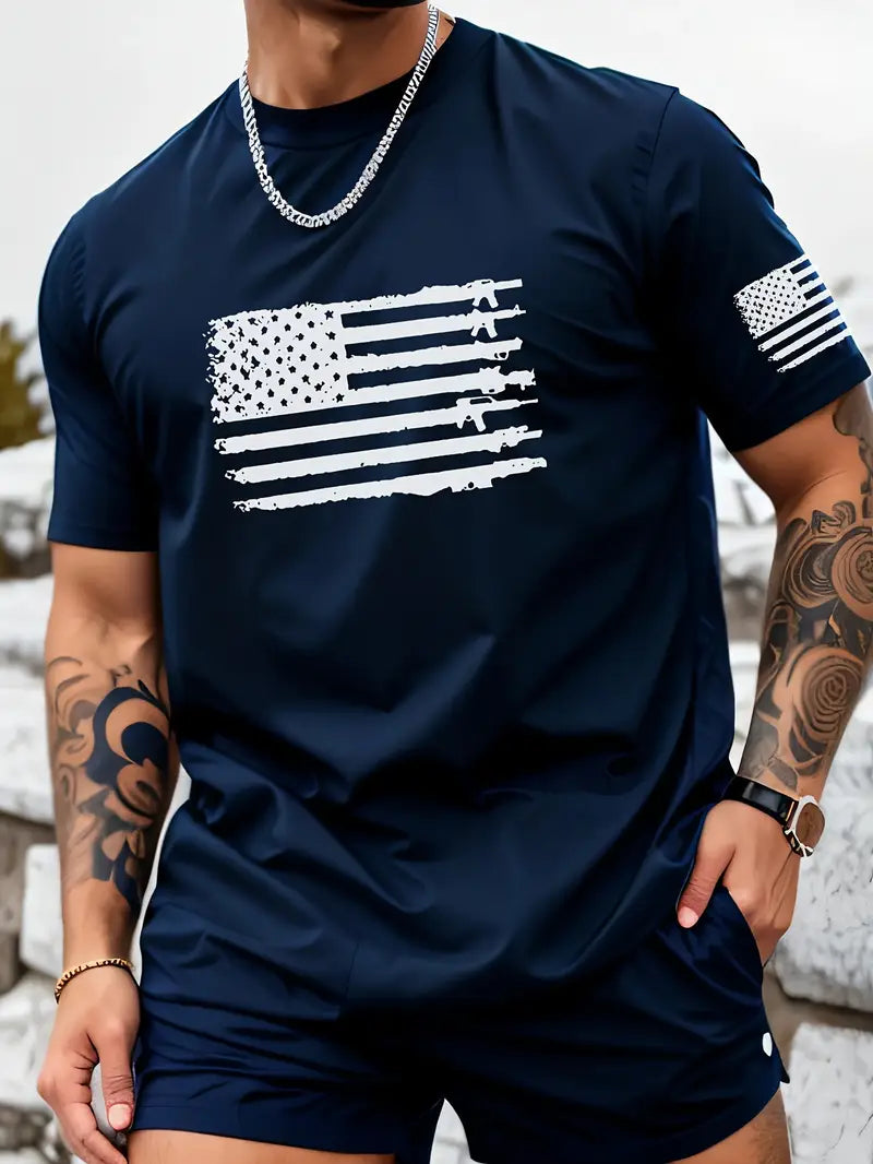 Men's Casual Crew Neck Graphic T-shirt