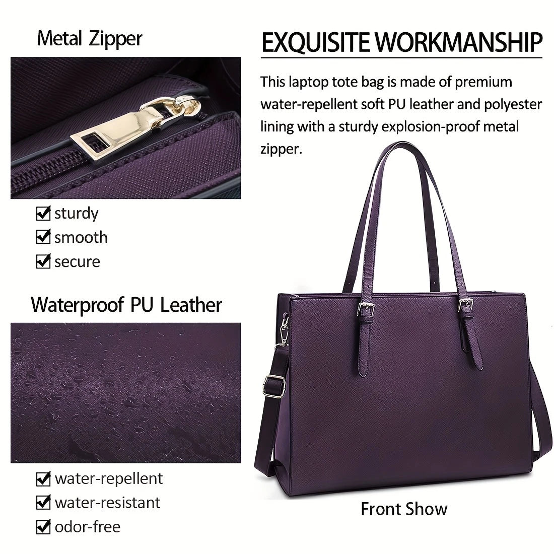 Women Business Office Briefcase Large Capacity Handbag Shoulder Bag Professional Office Work Bag
