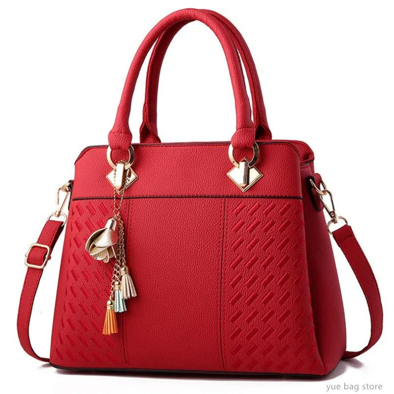 Black Tassel PU Leather Tote