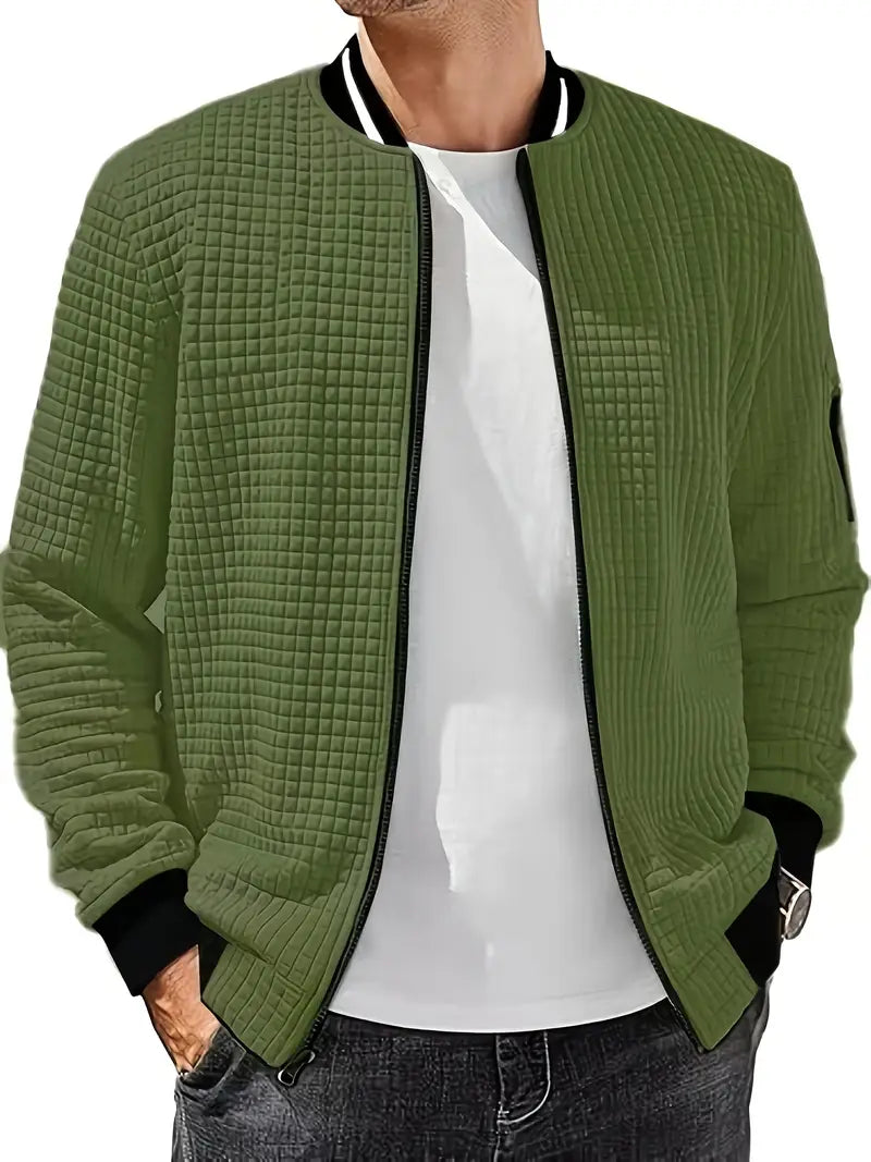 Men's Casual Solid Color Stand Collar Jacket