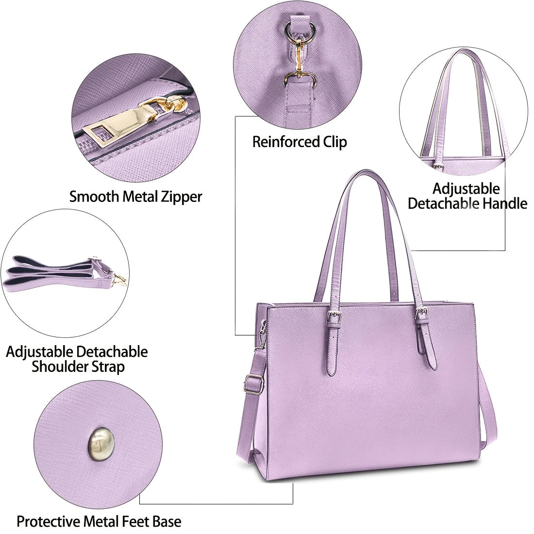 Women, Light Purple, Waterproof, Lightweight, 15.6 Inch, Business Office Briefcase