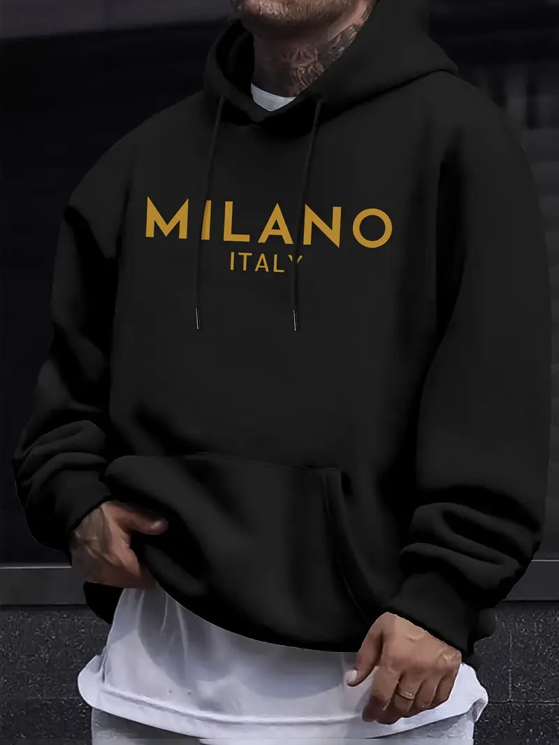 Cozy Men's Casual Hoodie with Letter Print