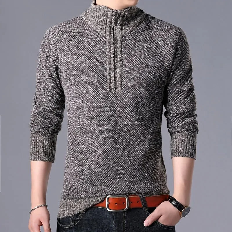 Men's Fleece Knit Zip Pullover Sweater Jacket