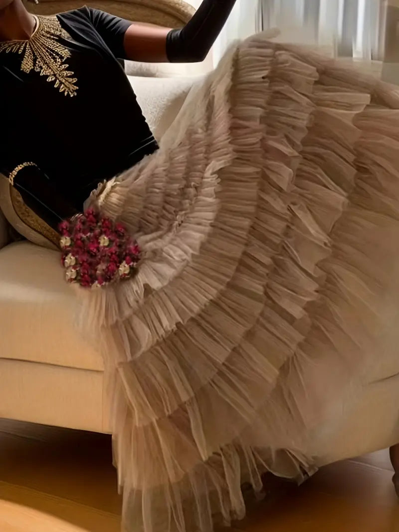 Multilayer Ruffles Tulle Skirt