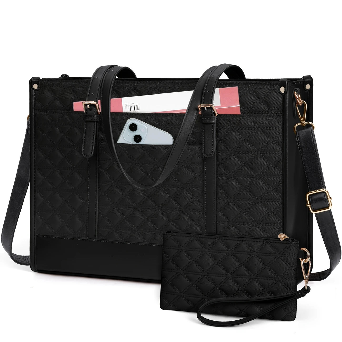 Laptop Bag | 15.6 Inch | Faux Leather | Waterproof | Office Business School | Women | Cute