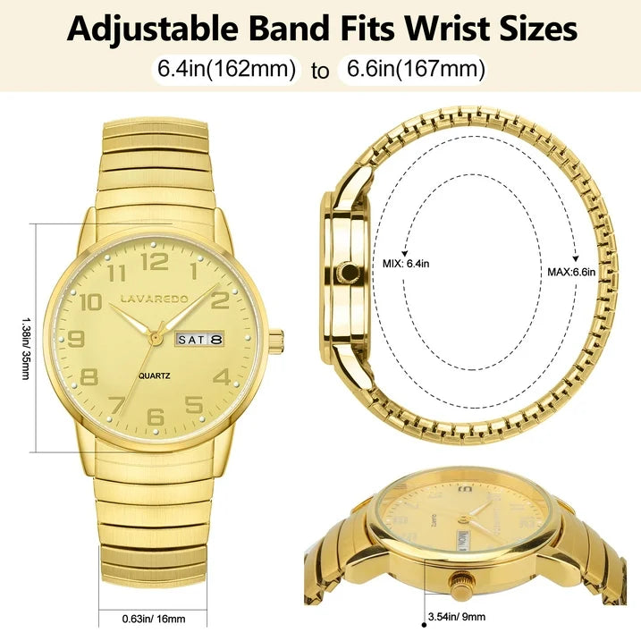 Watches for Men Analog Quartz Watches with Stainless Steel Expansion Band, Waterproof Watches Father's Day Gifts for men