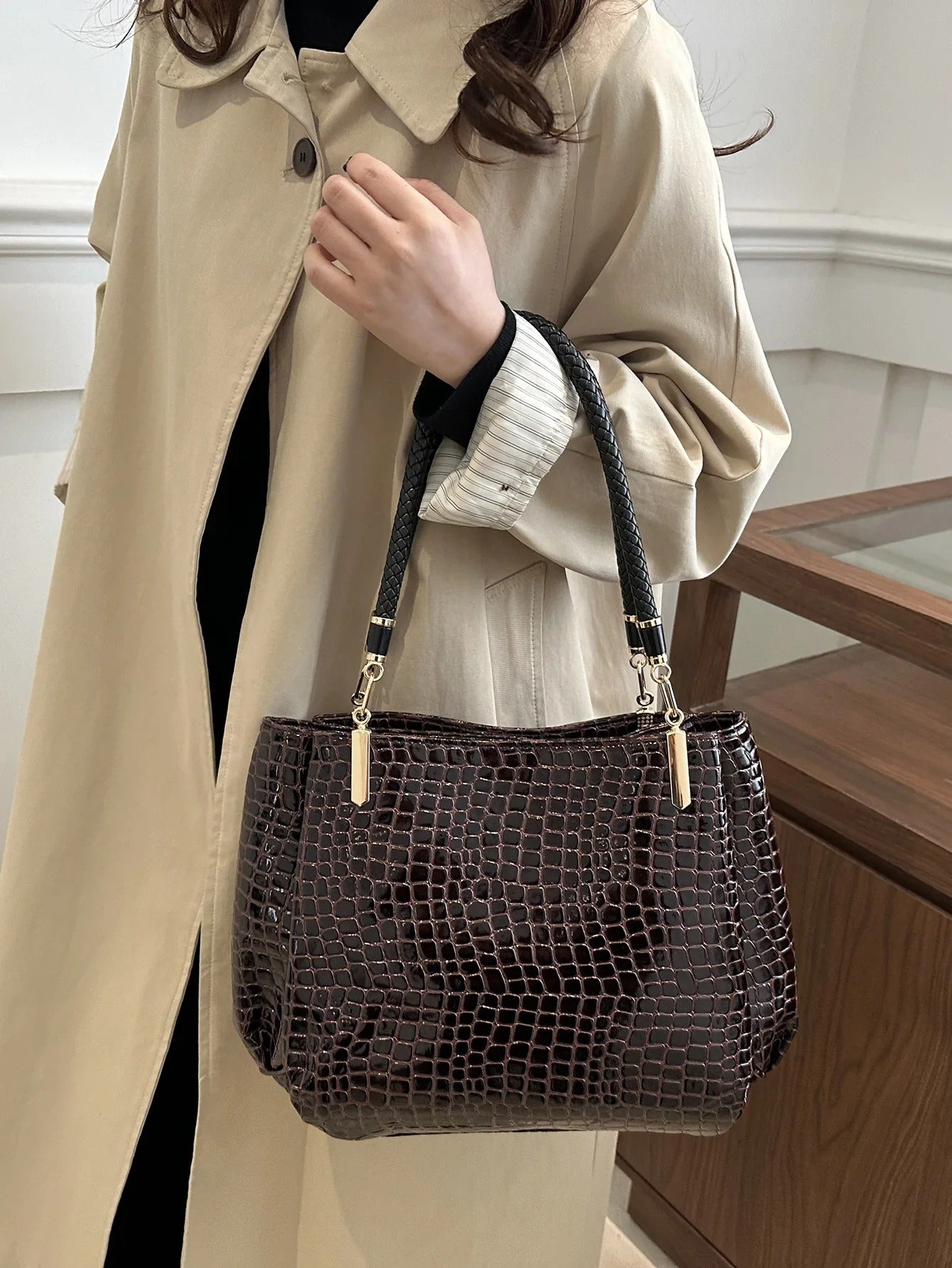 Luxury Crocodile Designer Leather Handbag