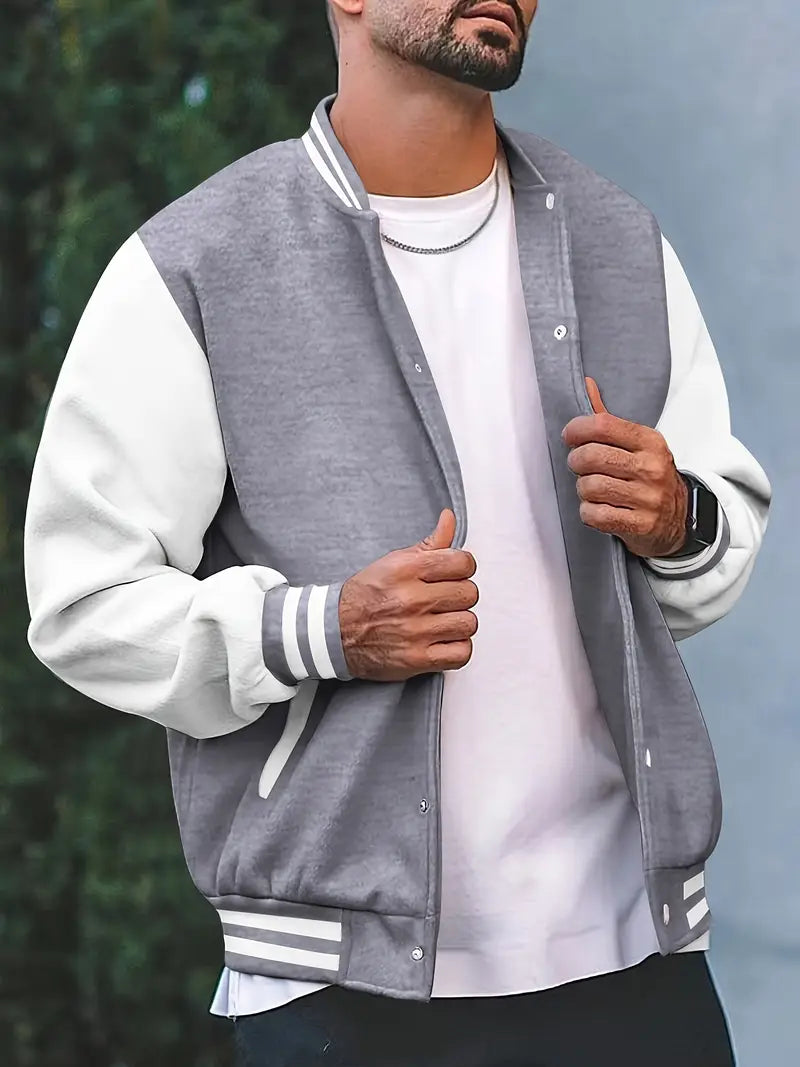 Men's Classic Striped Baseball Jacket