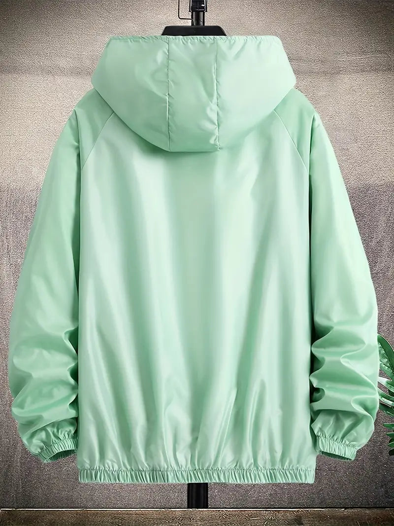 Men's Green Hooded Windbreaker Summer Jacket