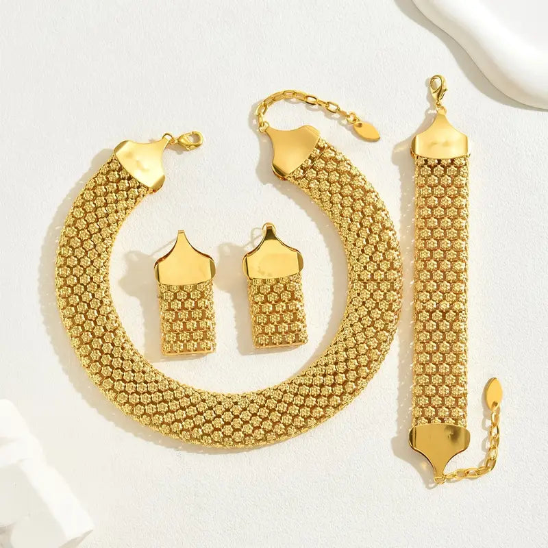 3pcs 18K Golden Plated Jewelry Set