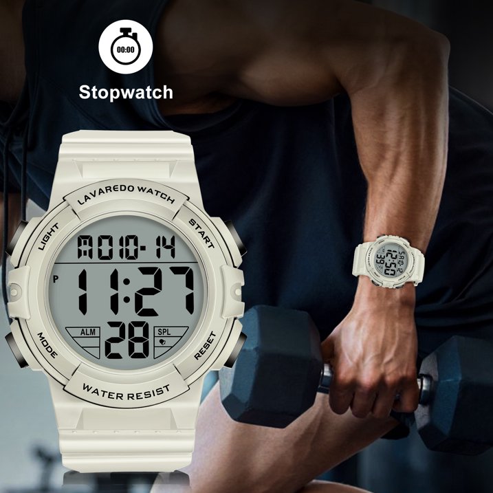 Men's Digital Sports Watch With Stopwatch/Alarm/Dual Time/ LED Backlight Outdoor Sports Waterproof Watch PU Strap Gifts for Man