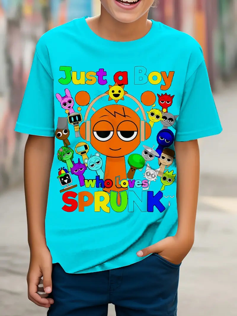 3D Print Polyester Boys' Crew Neck T-Shirt