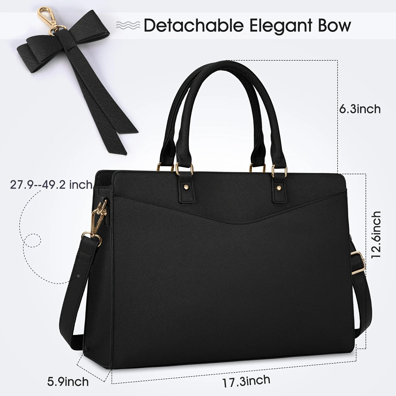 Women 15.6 Inch PU Tote Bag Business Office Work Bag Waterproof Briefcase