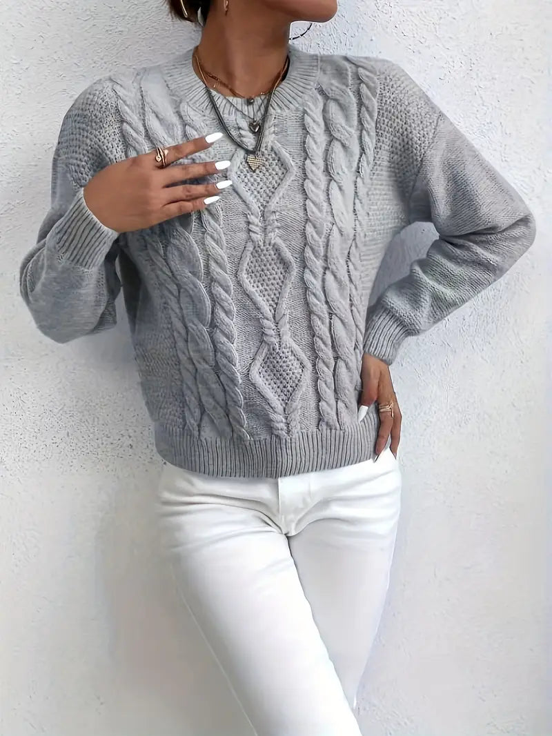 Cable Knit Crew Neck Sweater
