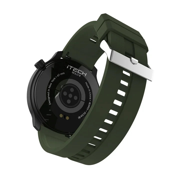 Men Smart Watch, Dark Green, Silicone Strap