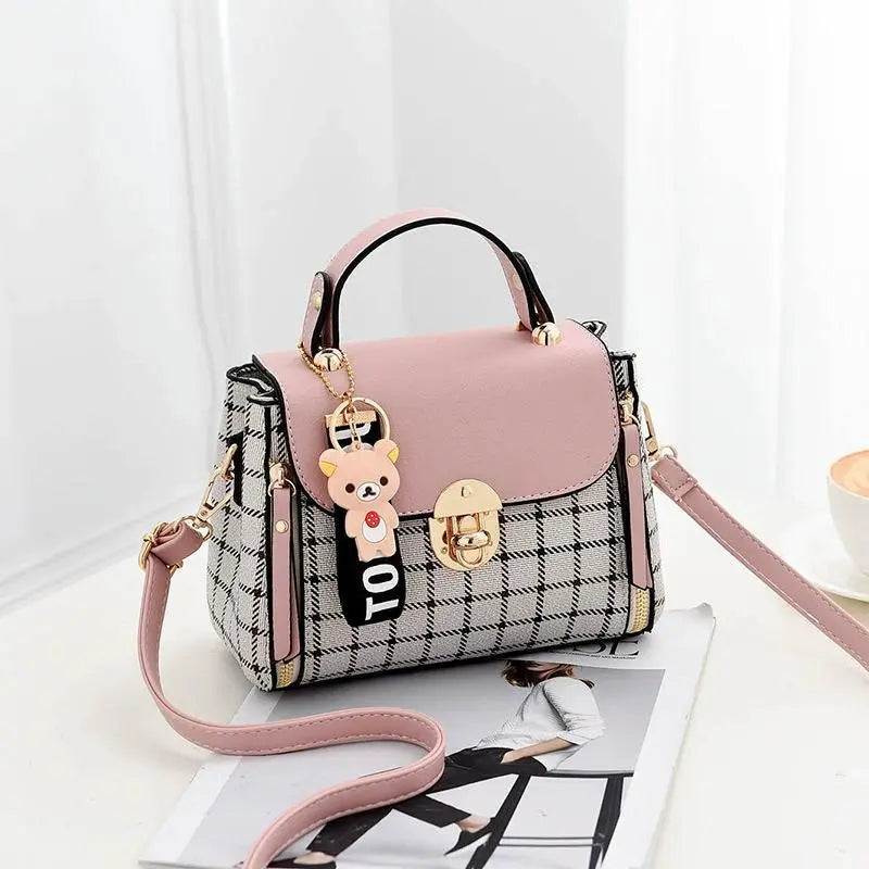 New Plaid Handbag Women's Bag Korean Version Oblique Span Bag Small Square Bag Fashionable Shoulder Bag