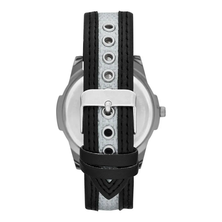 GEORGE Men's Watch: Gunmetal Case, Black Dial and Combo Black Vegan Leather Canvas Band