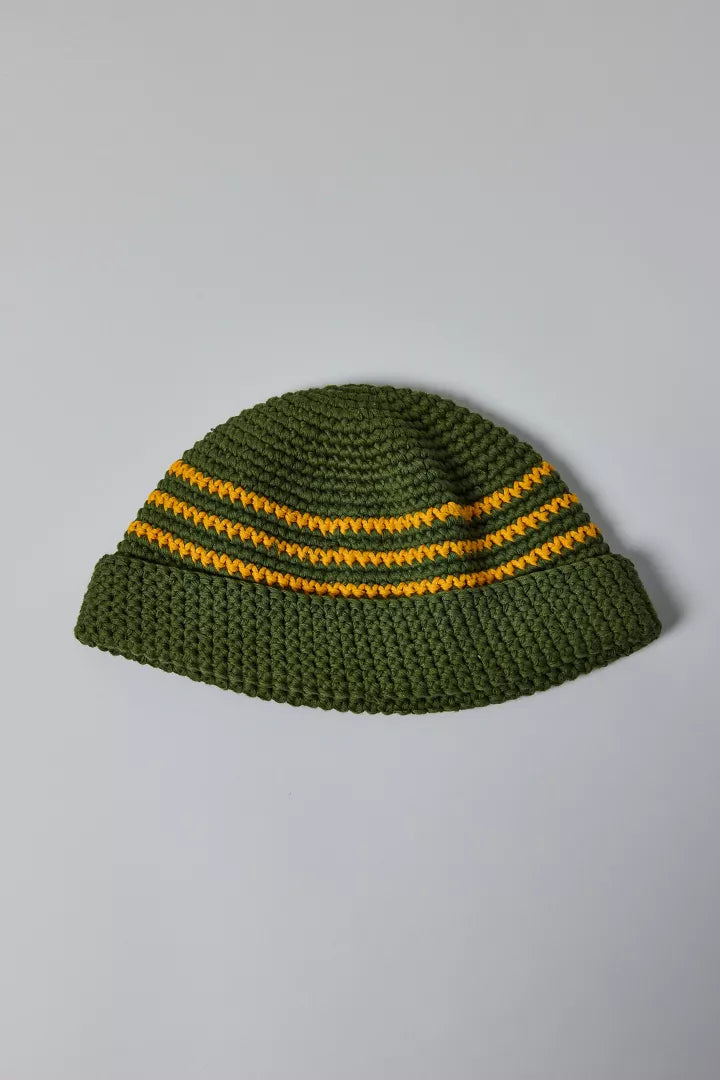 Stripe Knit Roll Cuff Beanie
