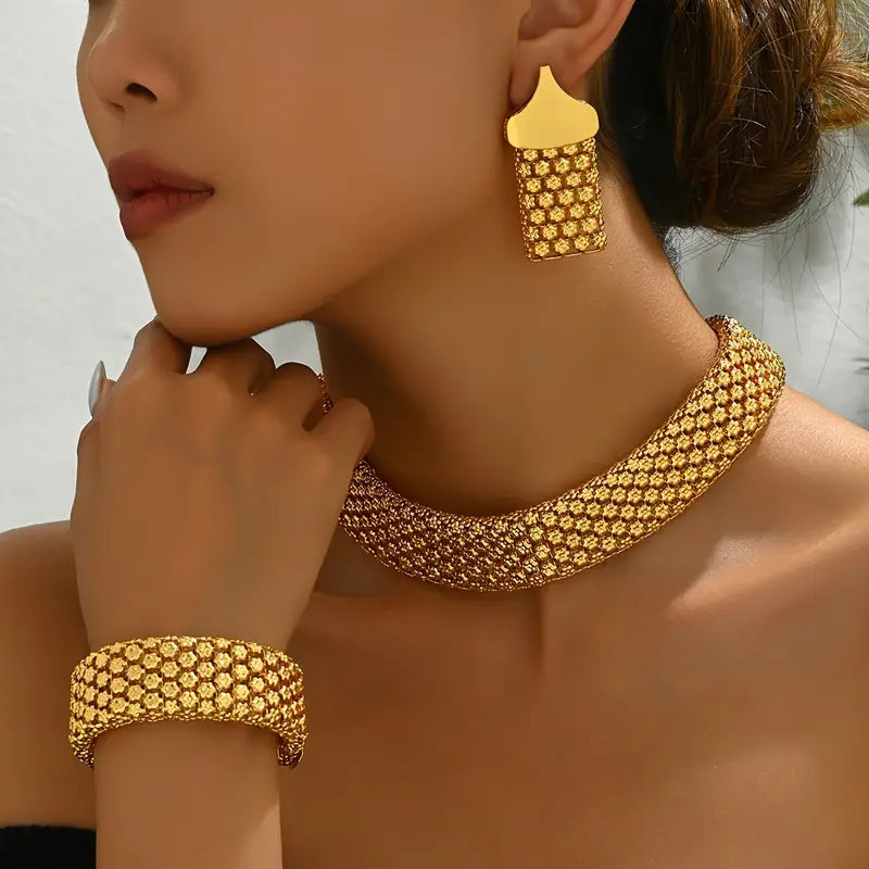 3pcs 18K Golden Plated Jewelry Set