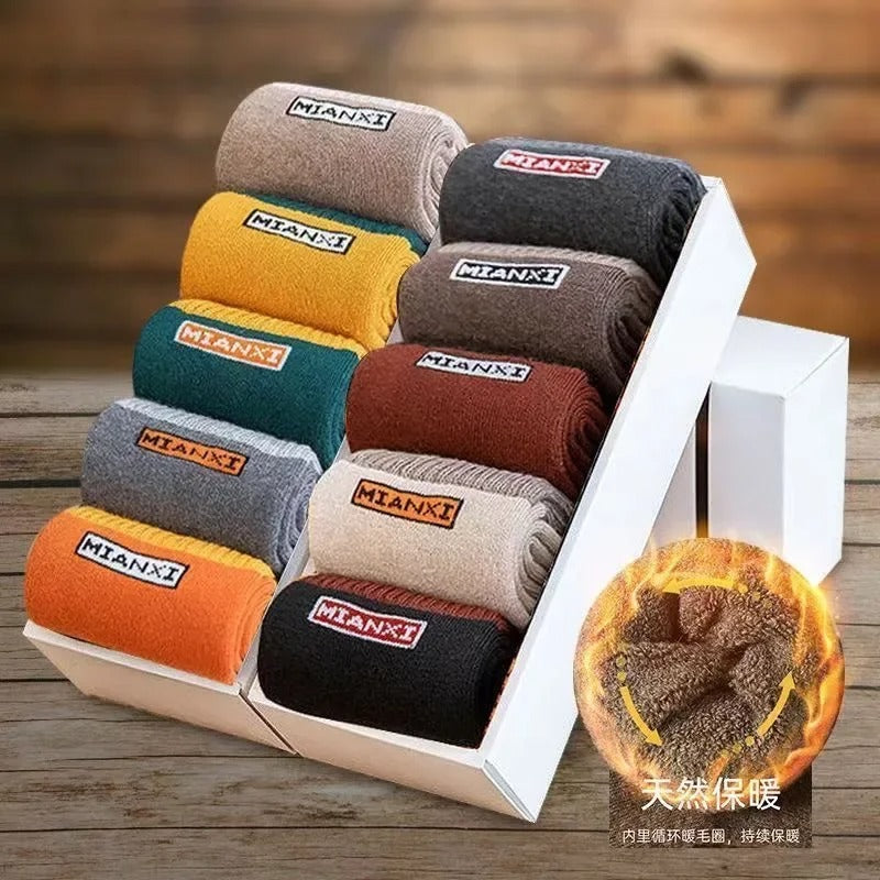 Men’s Thickened Cotton Winter Socks – 10 Pairs