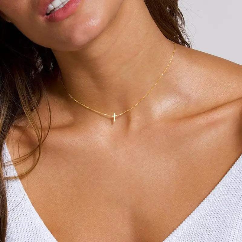 Elegant Golden Cross Pendant Necklace