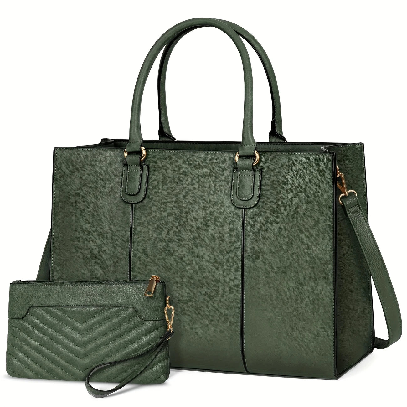 Women 15.6 Inch Work Tote Bags Computer Bag With Clutch Purse Professional Office Briefcase Handbag For Business