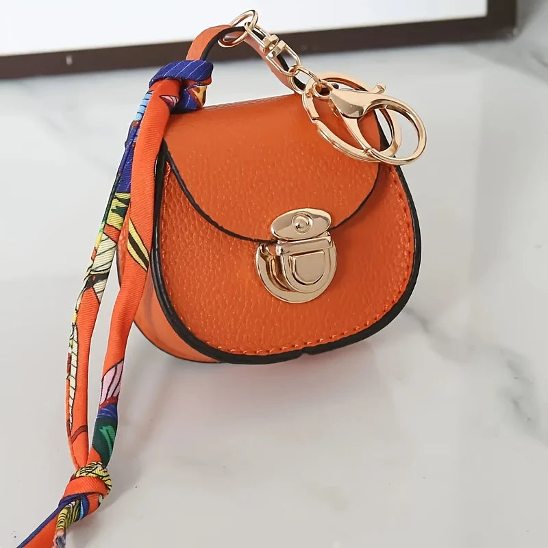 legant Mini Saddle Bag Keychain With High-quality Scarf
