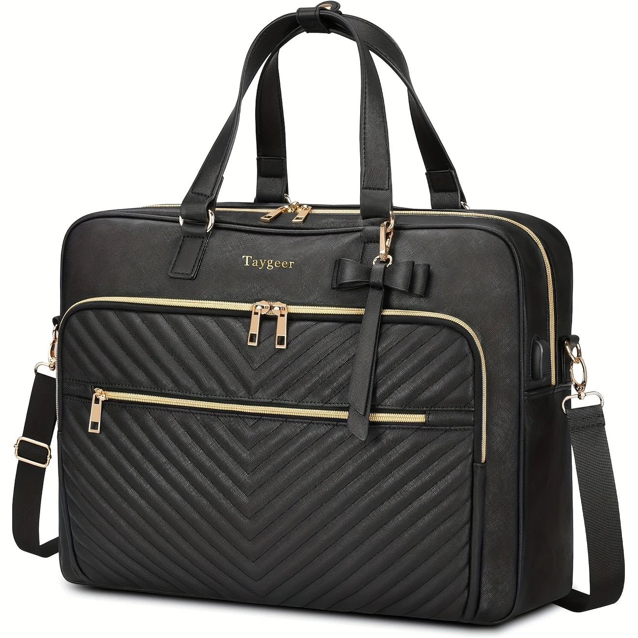 Women, Large Convertible Quilted Briefcase Handbag For Office Business