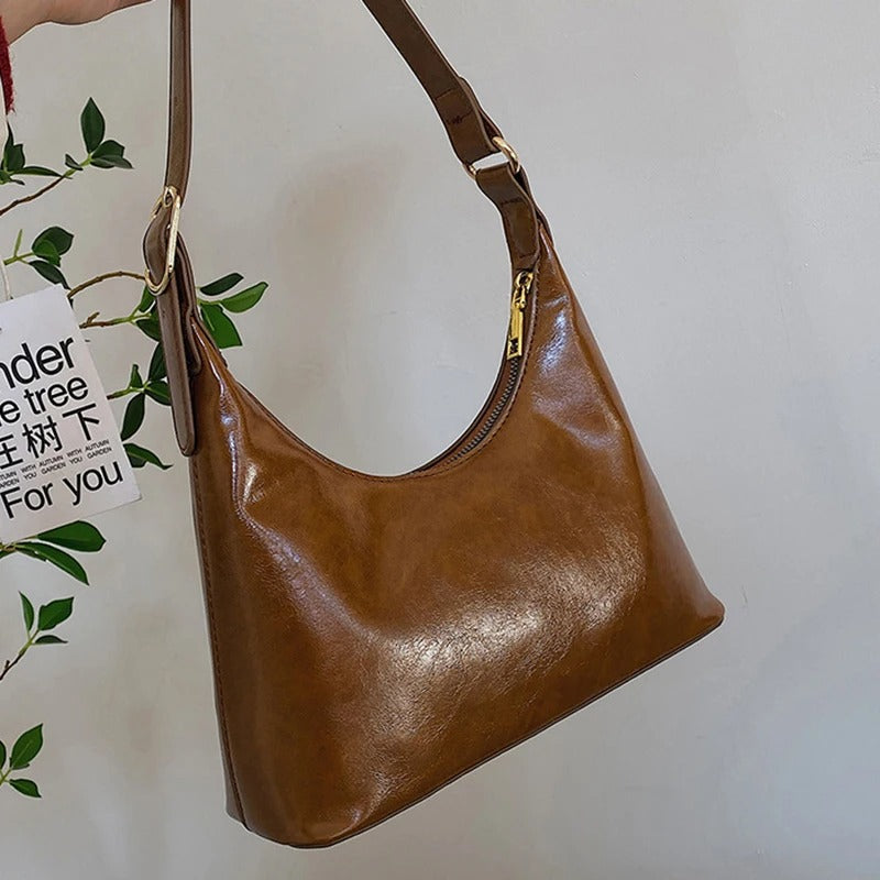 Vintage Glossy PU Leather Handbag