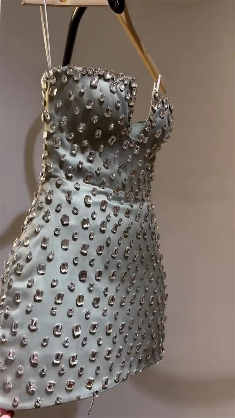 Mila Strapless Mini Satin Party Dresses Crystal Sexy Evening Dresses Spaghetti Strap Homecoming Customized Prom Dresses 2025