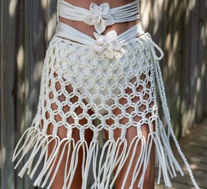 Women Sexy Hollow Out Handmade Crochet Skirt Summer Bikini