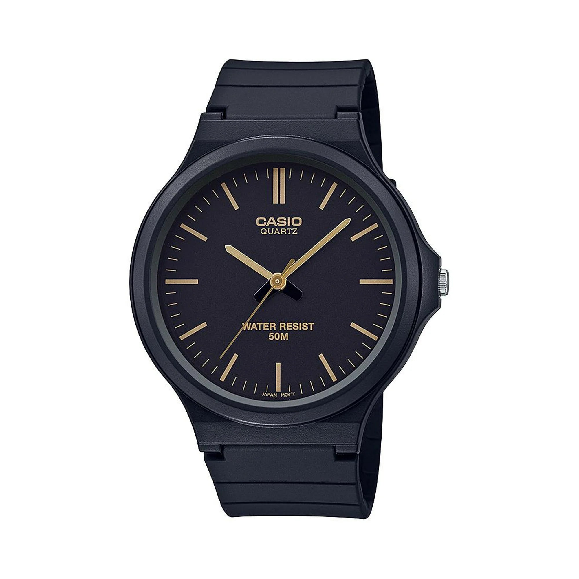 Casio Men's Classic Analog Watch, Black/Gold Accents