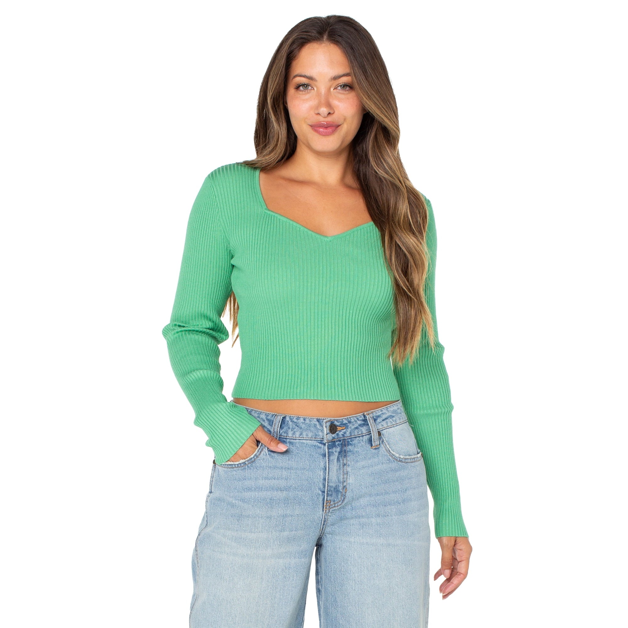 Long Sleeve Sweetheart Rib Top
