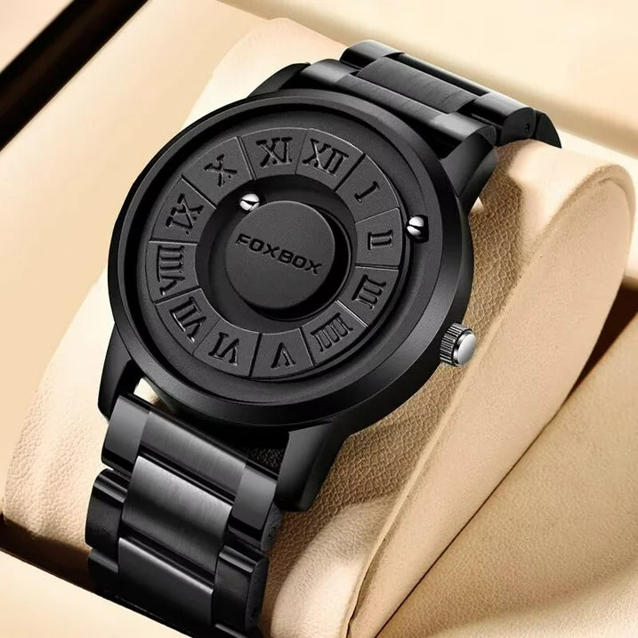 FOXBOX Man Watch LIGE Brand Creative Stainless Steel Band Scrolling Beads Quartz Watches