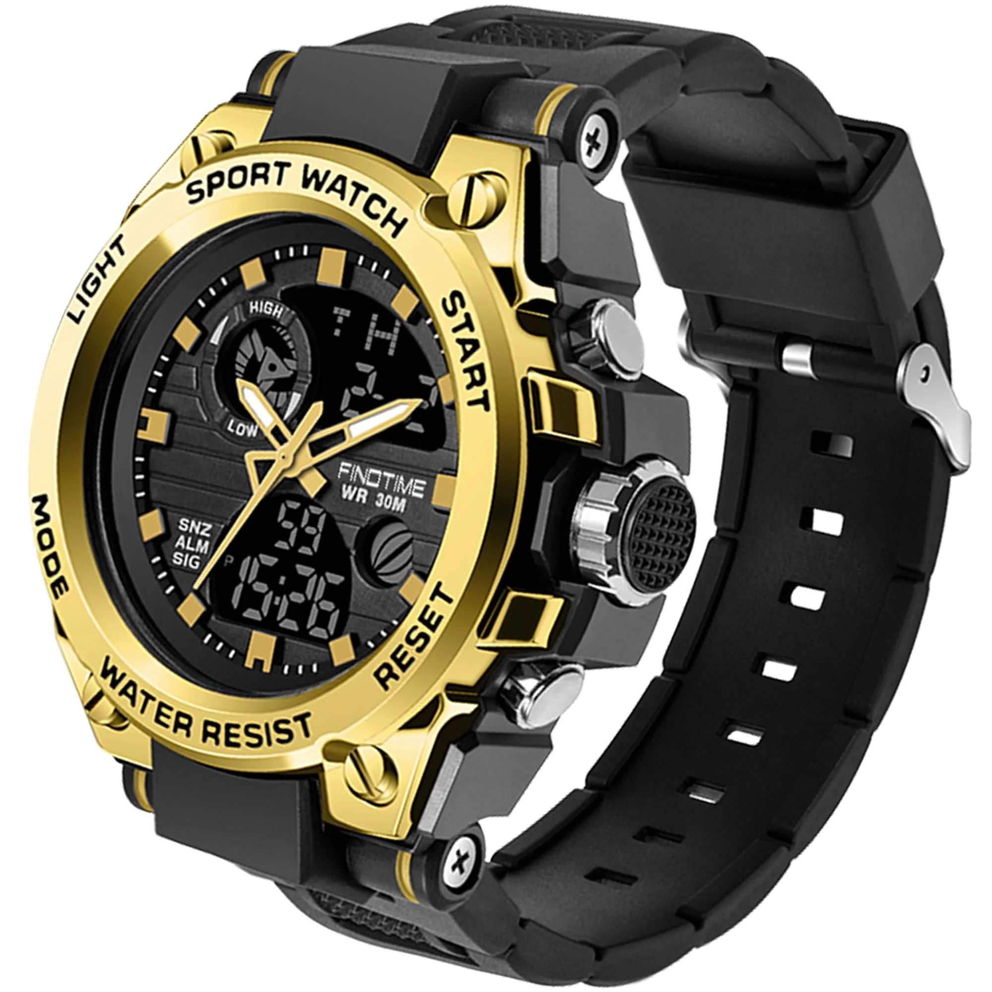 Findtime Men's Military Watch Outdoor Sports Electronic Watch Tactical Army Wristwatch LED Stopwatch Waterproof Digital Analog Watches