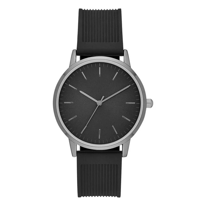 GEORGE Men's Watch: Gunmetal Case, Black Dial, Black Silicone Band