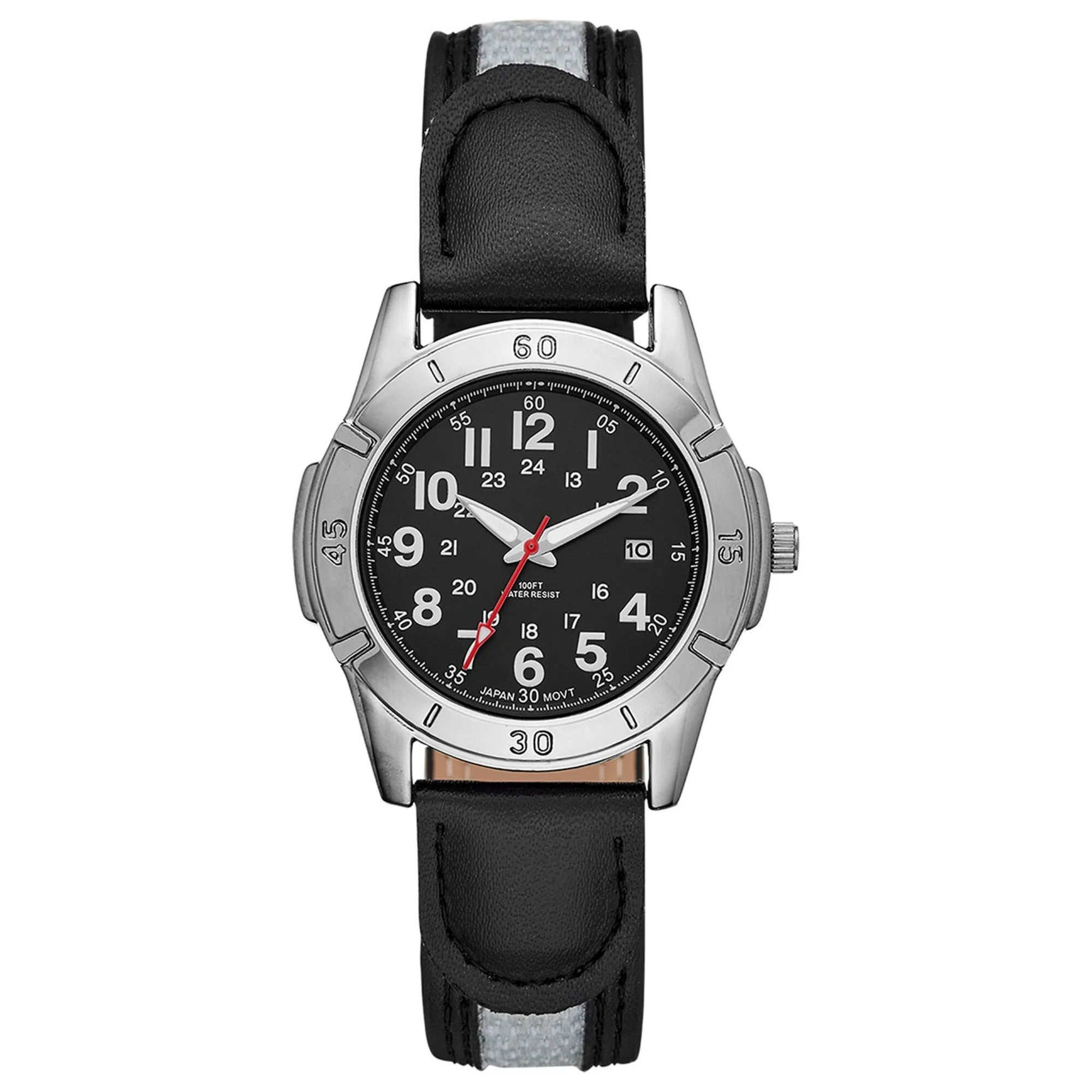 GEORGE Men's Watch: Gunmetal Case, Black Dial and Combo Black Vegan Leather Canvas Band