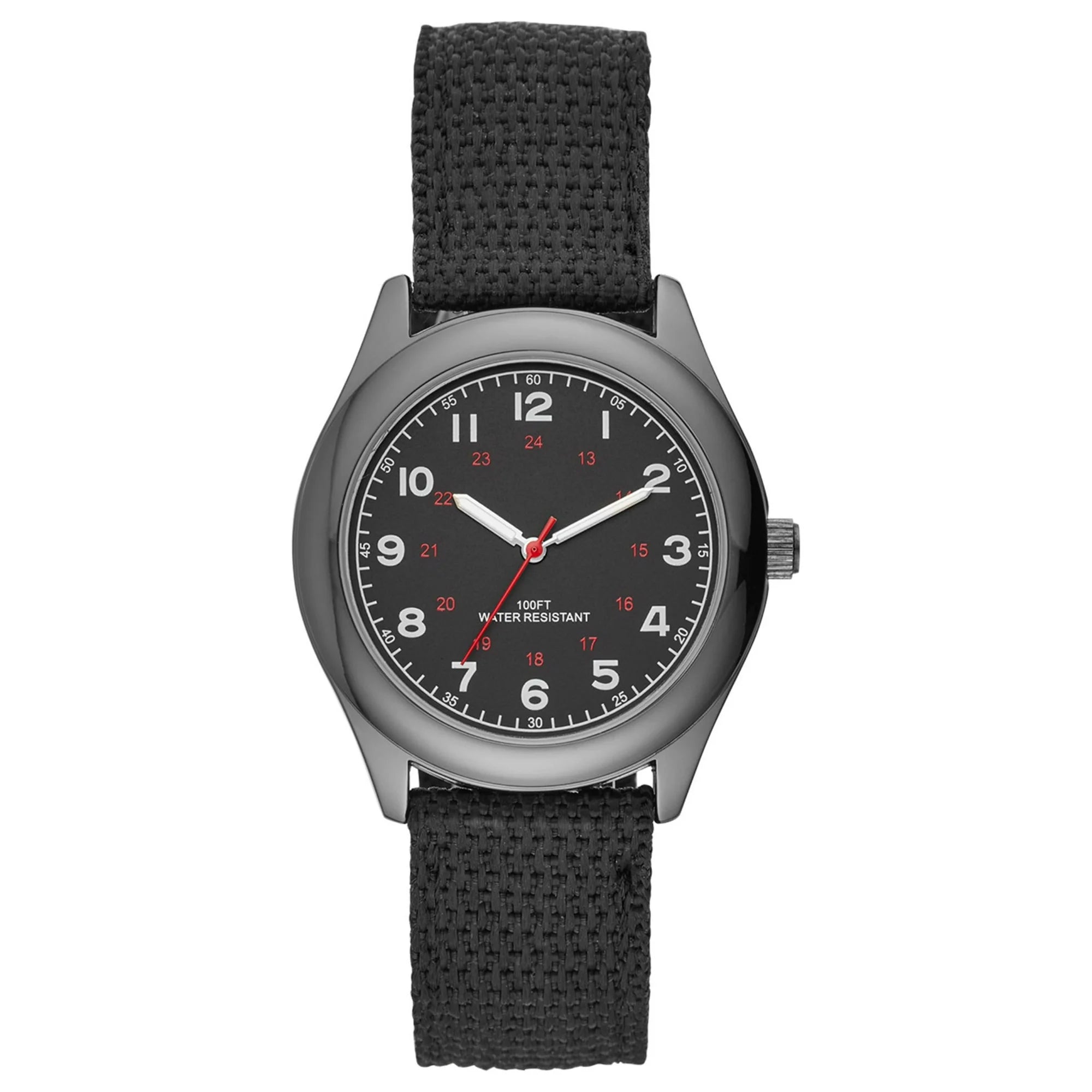 GEORGE Men's Watch: Gunmetal Case, Black Easy Read Dial, Black Nylon Strap