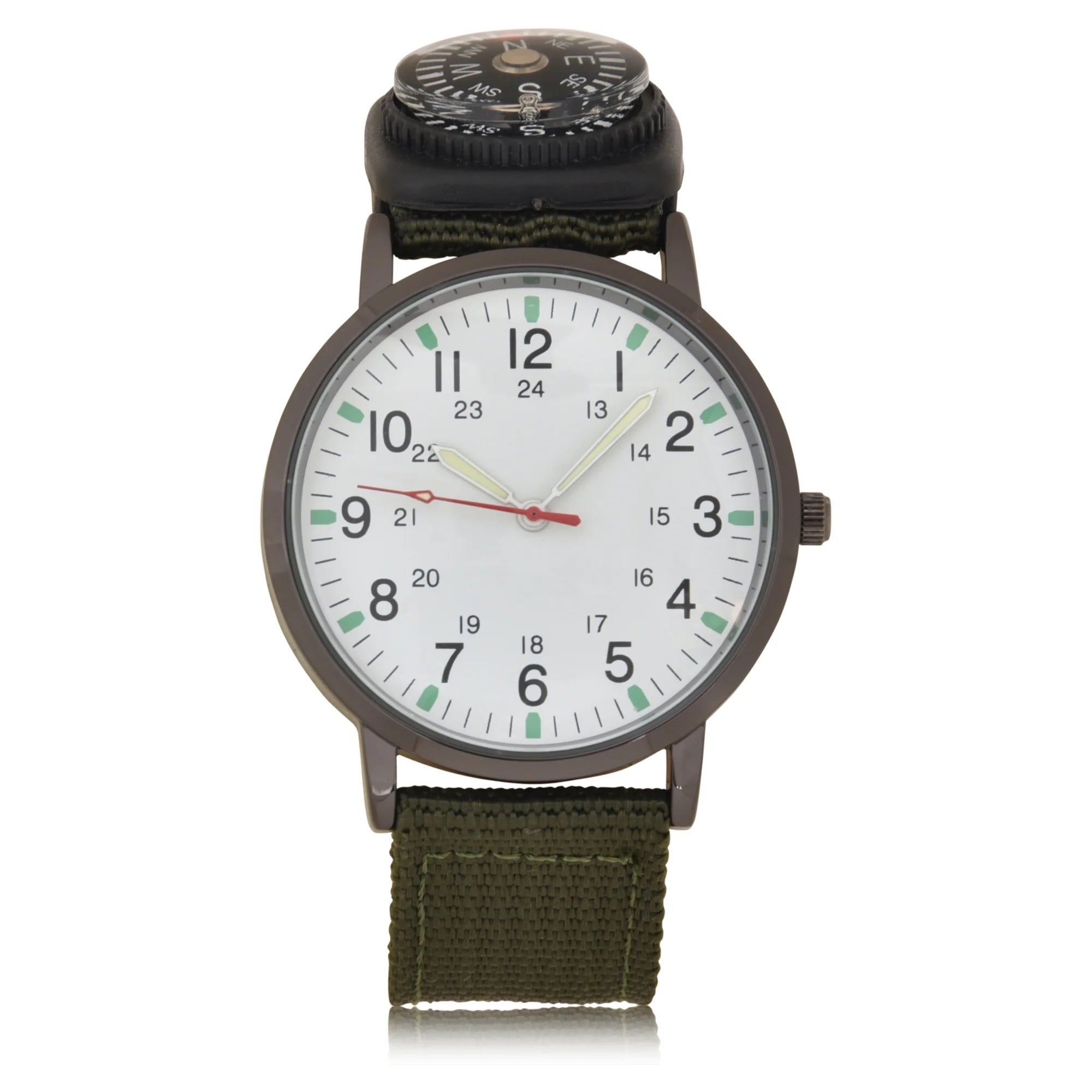 George Analog Watch in Green with Nylon Strap and Compass