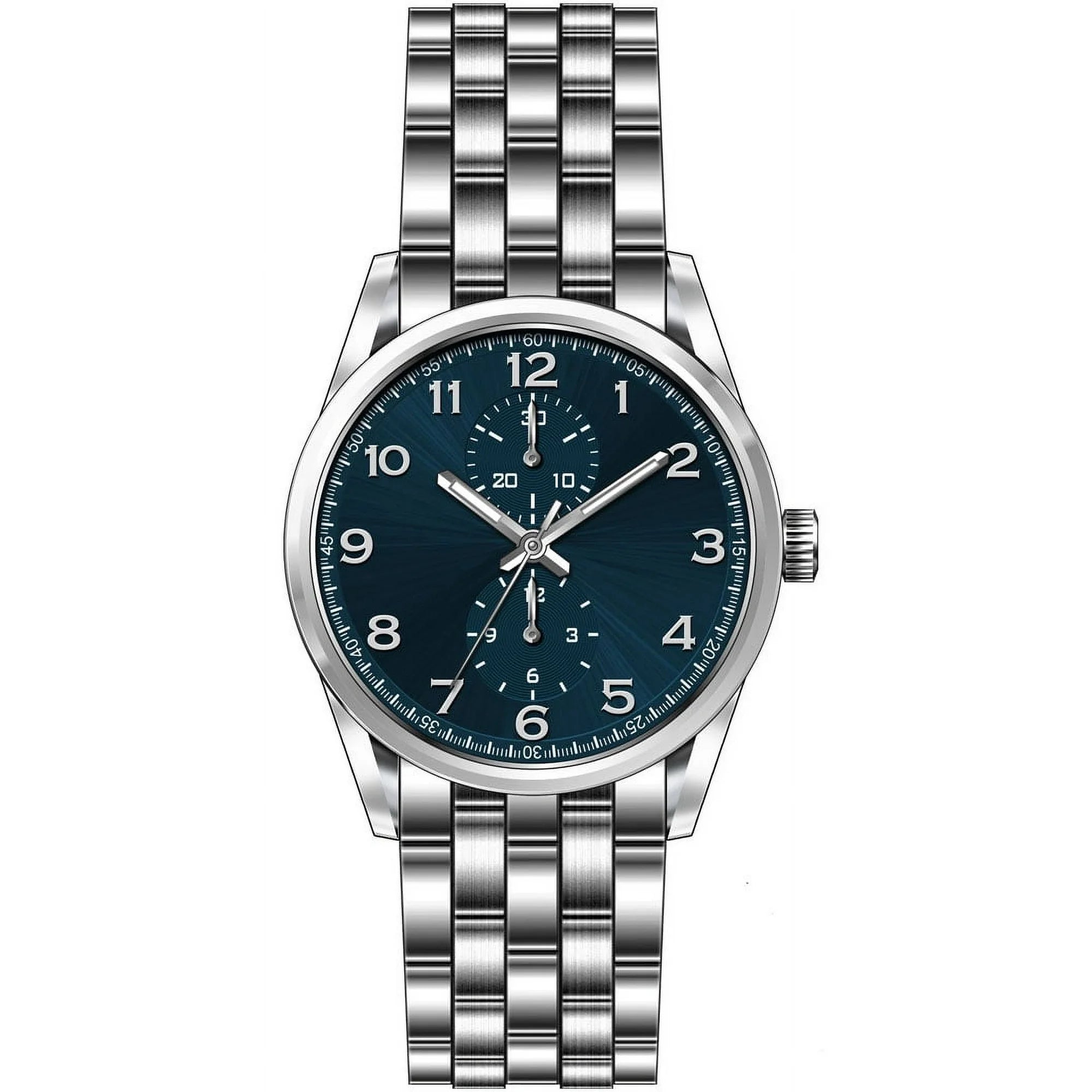 George Men's 41mm Silver Tone Blue Dial Easy Read Bracelet Watch