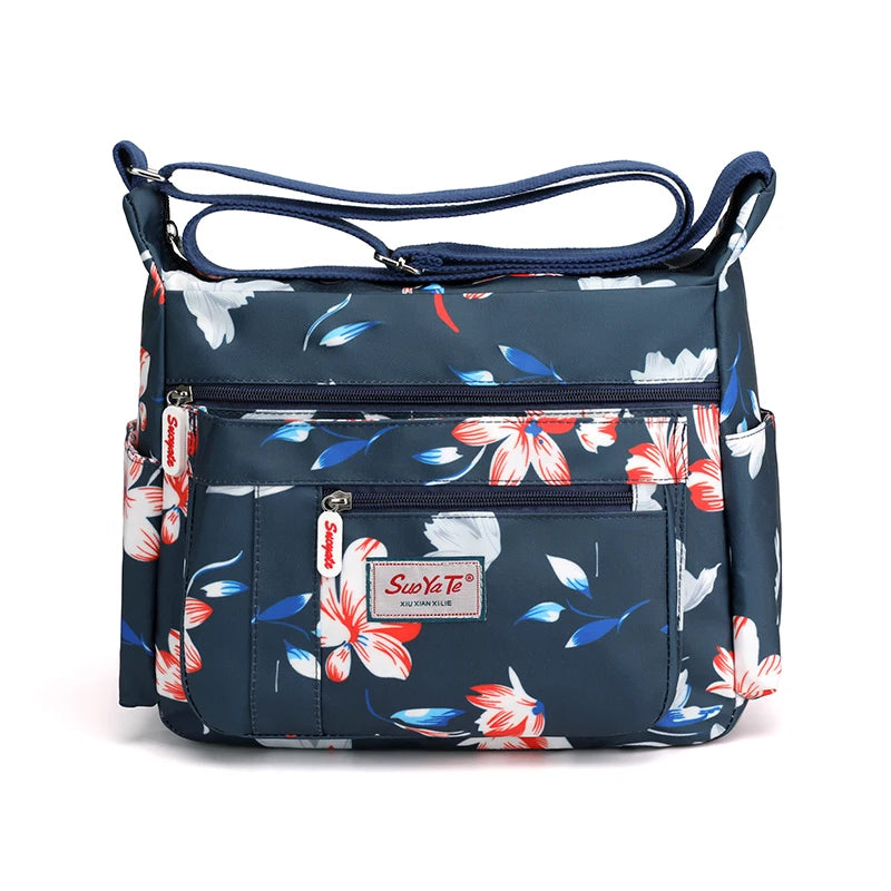 Floral Pattern Nylon Shoulder Bag for Women