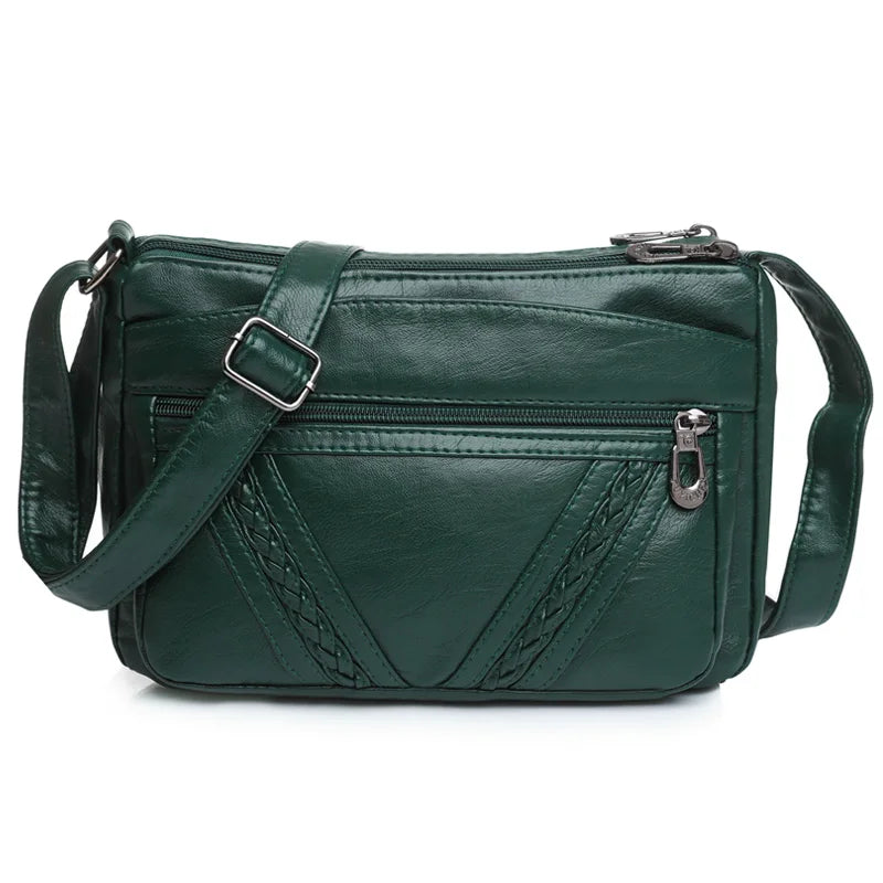 High-Capacity PU Leather Messenger Bag for Women