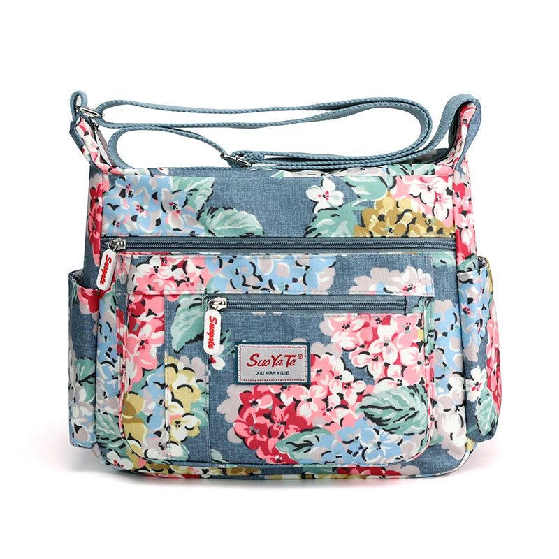 Floral Pattern Nylon Shoulder Bag for Women