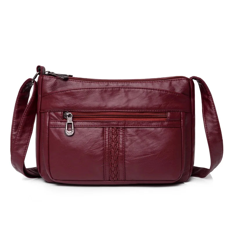 High-Capacity PU Leather Messenger Bag for Women